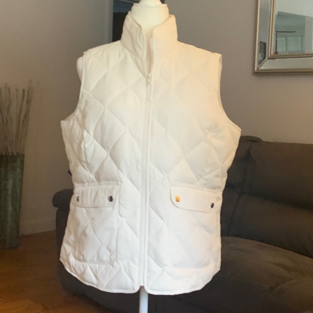 Talbots White Quilted Puffer Vest